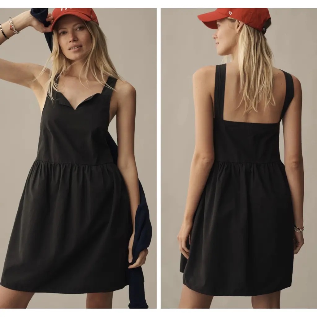 Anthropologie Mini Dress Minternational Never Worn, With Tag Black, Cotton